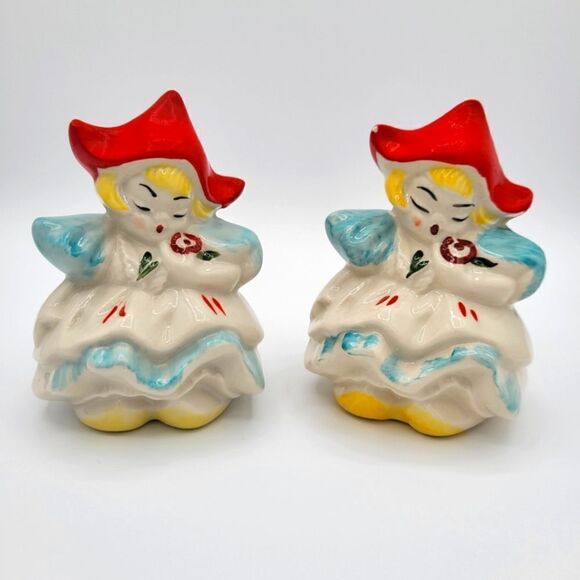 Very Rare Regal China Dutch Girl Salt & Pepper Shakers Set - Picture 1 of 11